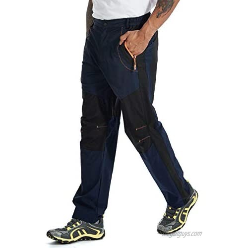 BGOWATU Men's Outdoor Hiking Pants Quick Dry Lightweight Cargo Work Pants Water Resistant Zipper Pockets