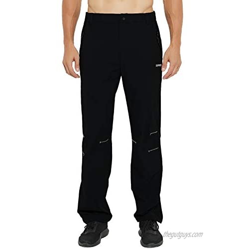 DEMOZU Men's Elastic Waist Travel Pants Lightweight Quick Dry Nylon Stretchy Work Pants with Zipper Pockets