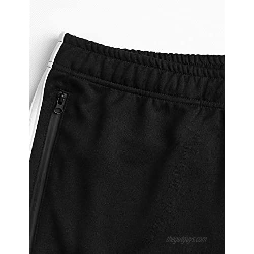 DISHANG Men's Joggers Track Pants 2 Stripes Athletic Running Jogging Bottoms Multi Pockets Slim Fit Sweatpants