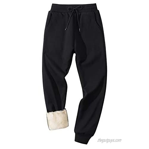 Flygo Men's Sherpa Lined Athletic Sweatpants Winter Warm Fleece Track Pants