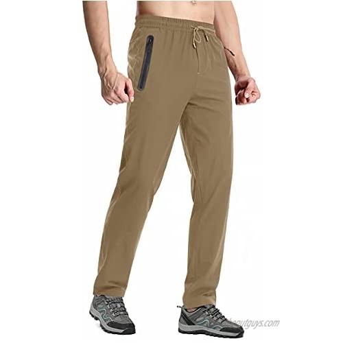 MAGNIVIT Men's Lightweight Hiking Pants Open Bottom Quick Dry Running Jogger Pants with Zipper Pockets