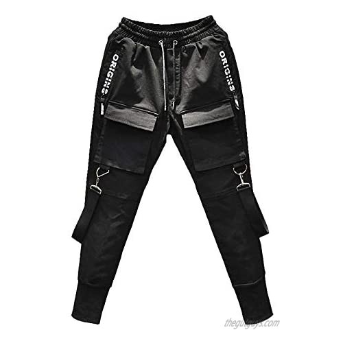 Men Streetwear Casual Harem Pant Street Punk Hip Hop Dancing Cargo Trousers Joggers Sweatpants Black