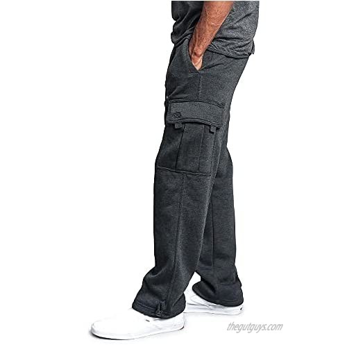 Men's Fleece Cargo Jogger Athletic Pants Heavyweight Outdoor Relaxed Fit Sweatpants