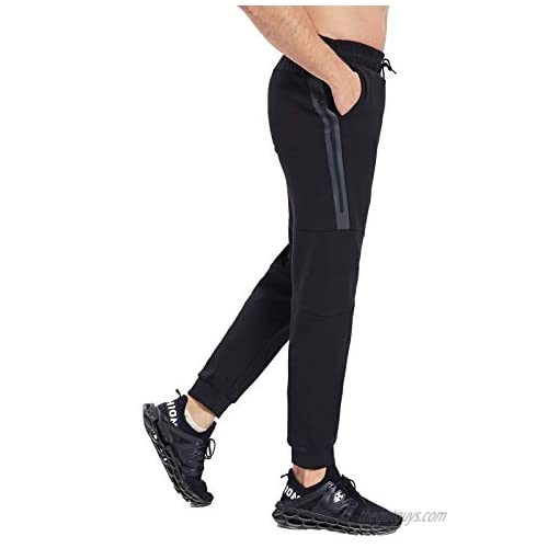 Mudere Men's Jogger Pants Casual Gym Workout Track Pants Sweatpants Slim Fit Bodybuilding Activewear Pants with Zip Pockets