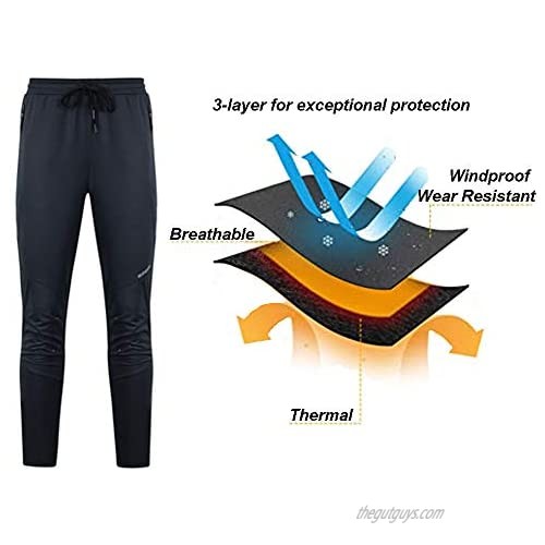 STUTSPORTS Men's Cycling Pants Windproof Bike Pants Long Riding Bicycle Tights Running Hiking Pants for Outdoor Activity