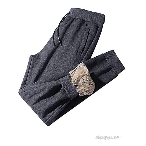 Yeokou Men's Casual Strip Fleece Sherpa Lined Drawstring Athletic Jogger Pants