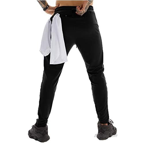 YKB Men's Gym Jogger Pants Workout Running Slim Fit Tapered Sweatpants with Towel Loop
