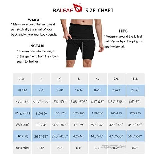 BALEAF Men's 2 in 1 Running Shorts 8'' Athletic Workout Zipper Pockets Lightweight Trail Run Training Elastic Waistband