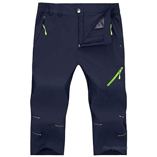 BIYLACLESEN Men's 3/4 Capri Pants Lightweight Quick Dry Hiking Shorts with 4 Zipper Pockets