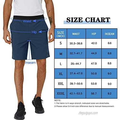 CAMEL CROWN Men's 2-Pack Workout Gym Shorts Loose-Fit 9 Running Athletic Shorts Quick Dry Lightweight with Pockets