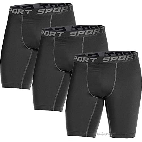 DEYI Men's Athletic Compression Shorts Running 3 Pack Tight Sports Shorts