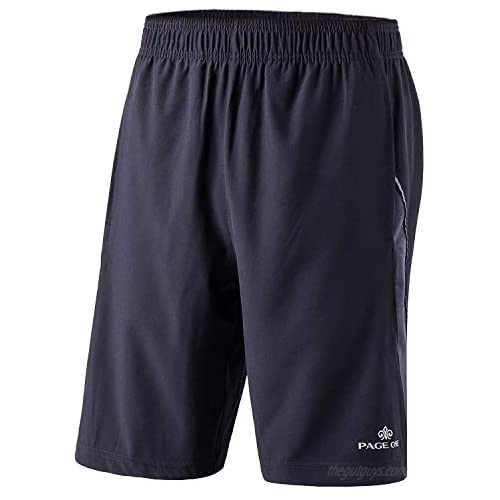 PAGE ONE Mens Active Quick Dry Athletic Essential Performance Shorts with Pockets