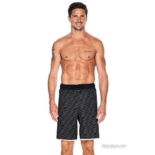 Reebok Men's Swimwear 9" E-Board Mavericks UPF 50+ Athletic Swim Shorts Bathing Suit Trunks