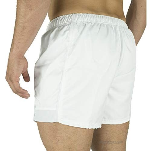 Rhino Rugby | Performance Game Shorts | Mens Athletic Short | 100% Polyester | Fitness Training and Sport Apparel | White | Size L