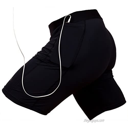 THE II BRO Compression Shorts with Pocket Keep Phone/Keys Tight with 2 Pockets