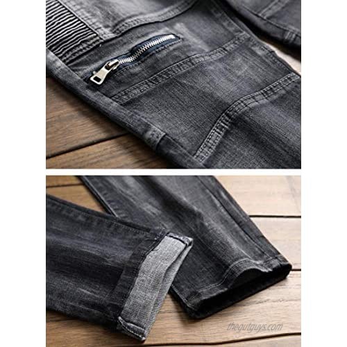 Amoystyle Men's Fashion Stretch Slim Fit Jeans Size US 30-40