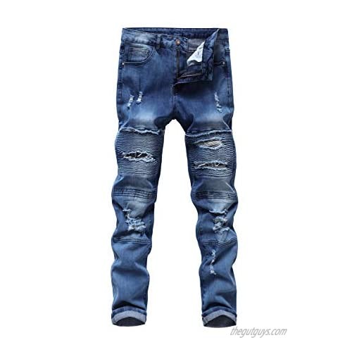 Bbrand Skinny Slim Fashion Men's Ripped Straight Holes Hip Hop Biker Stretchy Jeans