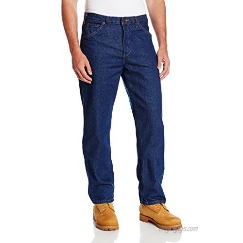Dickies Occupational Workwear CR393RNB Denim Cotton Relaxed Fit Men's Industrial Jean with Straight Leg  Indigo Blue