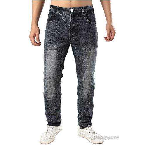L04BABY Men's New Comfy Stretch Skinny Biker Jeans Dyeing Straight Denim Pants