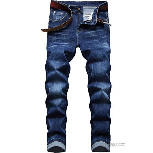 Men's Ripped Distressed Destroyed Skinny Fit Fashion Slim Washed Denim Jeans Pants
