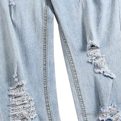 ZAFUL Men's Destroyed Ripped Straight Fit Light Wash Distressed Casual Jeans