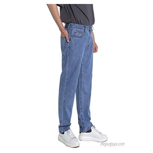 ZML Men's Classic 5-Pocket Regular-Fit Straight Overall Jeans