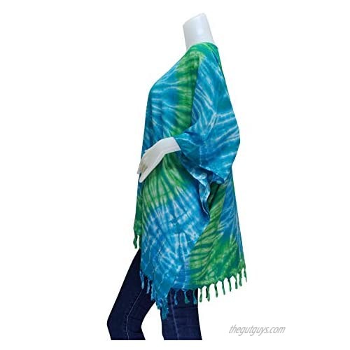 ATM Tie Dye Poncho Caftan Kaftan Blouse Tops Cover Up Spiral Real Handmade Plus Size