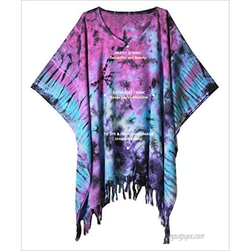 ATM Tie Dye Tunic Poncho Kaftan Caftan Blouse Cover Up Handmade Plus Size