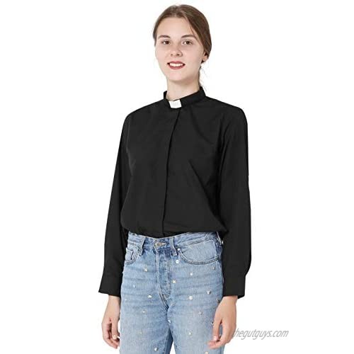 IvyRobes Womens Long Sleeves Clergy Shirt no Tab-Collar