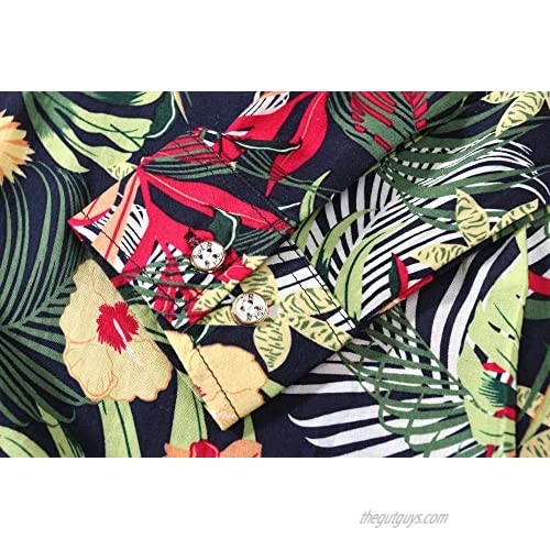 SSLR Womens Summer Shirts Button Down Floral Tops Long Sleeve Hawaiian Shirts for Women