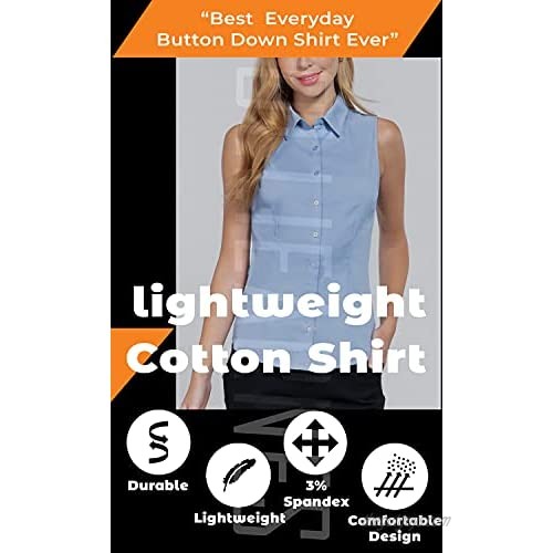 Womens Stretchy Fitted Sleeveless Office Business Button Down Collar Blouse Top