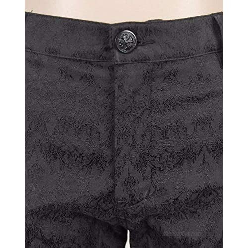 Devil Fashion Mens Trousers Pants Black Brocade Gothic Steampunk Pants wedding pants stage performance trousers