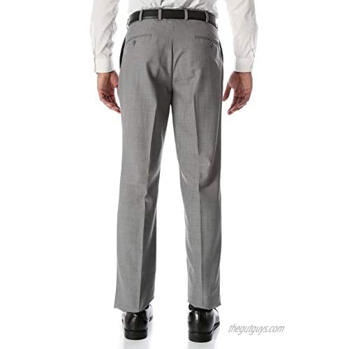 Ferrecci Men's Ben Modern Fit Plain-Front Wool Dress Pants with Expandable Waist - Wrinkle Free & Stain Resistant