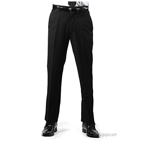 Ferrecci Premium Mens Black Regular Fit Dress Pants