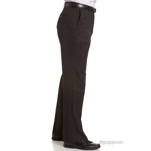 Haggar Men's Big & Tall Cool Gabardine Expandable-Waist Plain-Front Pant Black 54x34