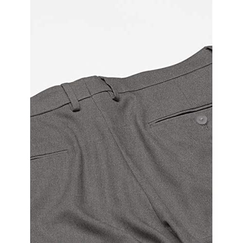 Haggar Men's Expandomatic Stretch Classic Fit Plain Front Dress Pant Dark Grey Heather 42x29