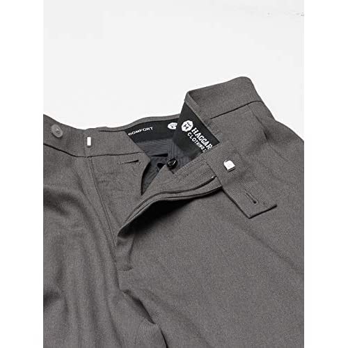 Haggar Men's Expandomatic Stretch Classic Fit Plain Front Dress Pant Dark Grey Heather 42x29