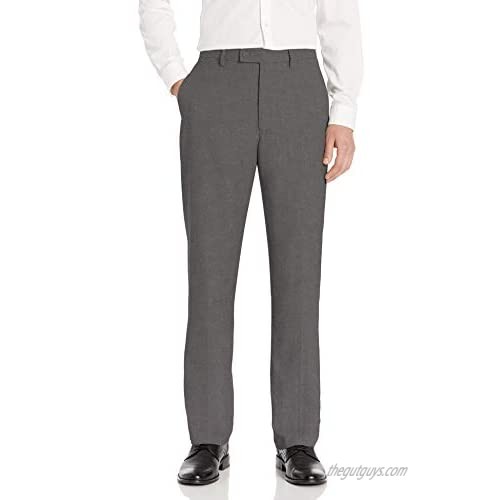 Haggar Men's Expandomatic Stretch Classic Fit Plain Front Dress Pant  Dark Grey Heather  42x29