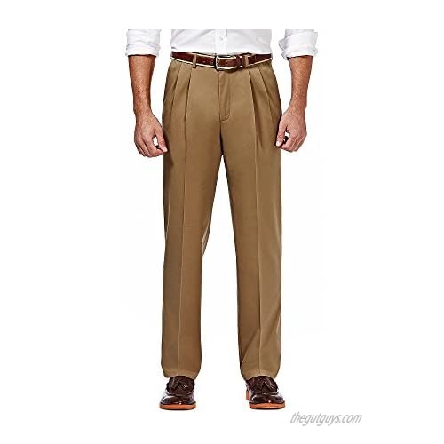Haggar Men's Premium No Iron Khaki Flat Front Pant  Br Khaki  34-31