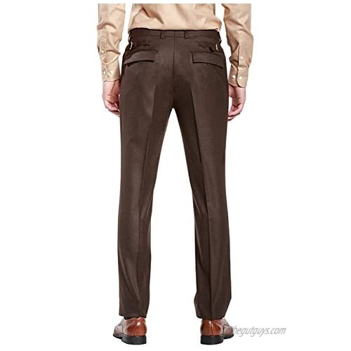 HBDesign Mens Outdoor Ball Slim Fit Flat Straight Brown Iron Free Pants