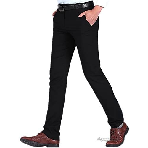 Kalanman Men's Dress Pants Stretch Slim Fit Wrinkle-Free Straight Leg Trousers Suit Pants