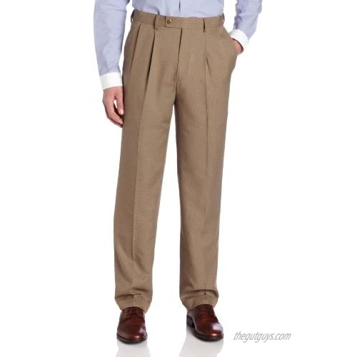 Louis Raphael ROSSO Men's Pleated Pattern Dress Pant with Comfort Waistband