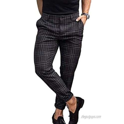Men's Casual Trousers Plaid Print Slim and Comfortable Fashion Trend Ankle