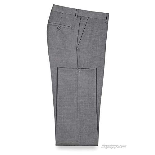 Paul Fredrick Men's Solid Wool Flat Front Suit Pants