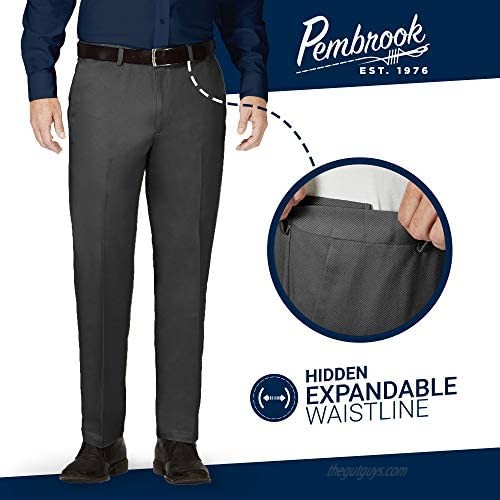 Pembrook Mens Dress Pants Expandable Waist - Dress Slacks for Men -Travel Golf Business Gray