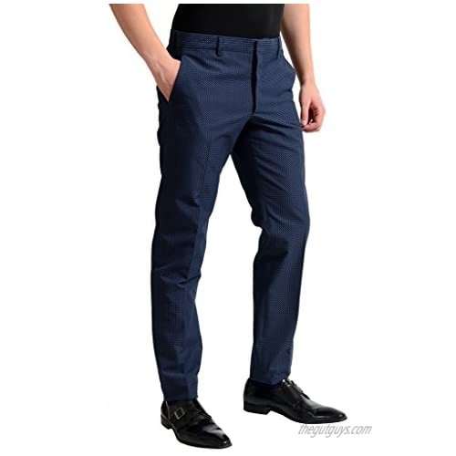 Prada Men's Dark Blue Flat Front Dress Pants