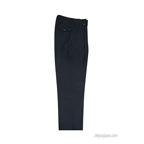 Tiglio Gray with Multi Color Checkered Wide Leg  Pure Wool Dress Pants Luxe FJ2206/5