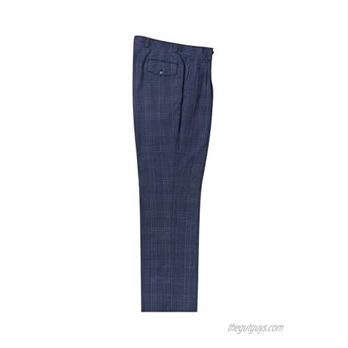 Tiglio Sharkskin with Black Windowpane Wide Leg  Pure Wool Dress Pants Luxe TL4219/1