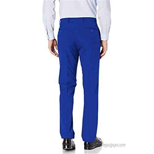 Wehilion Mens Suit Pants Expandable-Waist Flat Front Straight Fit Suit Trousers for Men