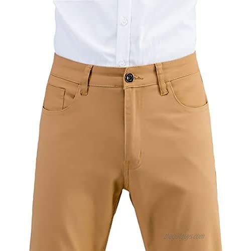 AONGSNNY Men's Skinny Fit 5-Pocket Chino Pants Washed Chino Pant